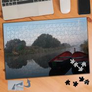 440 Göl Kenarı Evi Ve Kayıklar 240 Parça Puzzle Yapboz Tablo