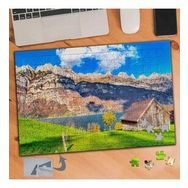 443 Göl Başında Ahşap Ev Dağ Doğa 240 Parça Puzzle Yapboz Tablo