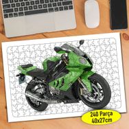 45774016 Yeşil Lüks Motorsiklet 240 Parça Puzzle Yapboz