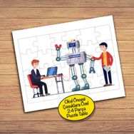 46691 Proje Sunumunda Robot 24 Parça Çocuklara Özel Yapboz Tablo