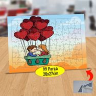 47547142 Kalpli Balonla Uçan Çift 99 Parça Puzzle Yapboz Tablo