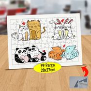 47752497 Aşk Dolu Tatlı Hayvanlar 99 Parça Puzzle Yapboz Tablo