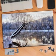 484 Karlı Göl Kuru Ağaç Doğa 240 Parça Puzzle Yapboz Tablo