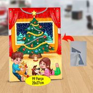 489 Süslü Çam Ağacı Ve Çocuklar 99 Parça Puzzle Yapboz Tablo