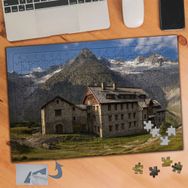 490 Dağdaki Taş Ev Manzara 240 Parça Puzzle Yapboz Tablo