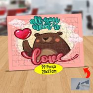 5 All You Need Is Love Yazılı Ayıcık 99 Parça Puzzle Yapboz Tablo