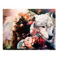 50x65 cm Kadın ve Kurt Sevgisi Sayılarla Boyama Seti Çerçevesiz Duvar Sticker