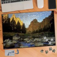 542 Akarsular Dağlar Çam Ağaçları 240 Parça Puzzle Yapboz Tablo