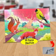 556 Ormandaki Kuş Sincap Ve Tilki 99 Parça Puzzle Yapboz Tablo