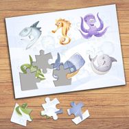 56375 Deniz Canlıları Kolyajı Çocuklara Özel Puzzle Yapboz Tablo