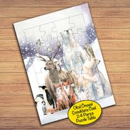 56527 Karlı Kış Mevsimi Hayvanlar Çocuklara Özel Puzzle Yapboz Tablo
