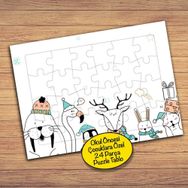 57615 Kar Taneleri Sevimli Hayvanlar Çocuklara Özel Puzzle Yapboz Tablo