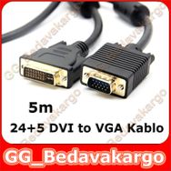 5m 24+5 DVI to VGA Çift Filitreli Kablo