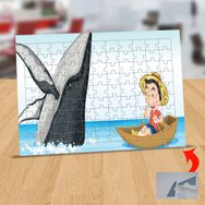 617 Kayıkta Çok ve Sevimli Balina 99 Parça Puzzle Yapboz Tablo