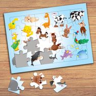 62528 Hayvanları Tanıyalım Çocuklara Özel Puzzle Yapboz Tablo