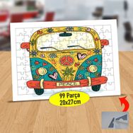 64 Rengarenk Çiçek Desenli Karavan 99 Parça Puzzle Yapboz Tablo