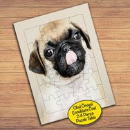 64830 Sevimli Hayvan Buldog Köpek Çocuklara Özel Puzzle Yapboz Tablo