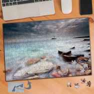 654 Buharlı Deniz Ve Taşları 240 Parça Puzzle Yapboz Tablo