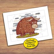 67PZ Sevimli Boğa Hayvan Çocuklara Özel Puzzle Yapboz Tablo
