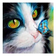 70x90 cm Kedinin Burnundaki Kelebek Sayılarla Boyama Seti Rulo Duvar Sticker