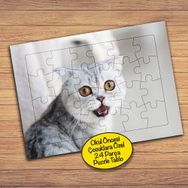 7260 Sevimli Gri Tüylü Kedi Çocuklara Özel Puzzle Yapboz Tablo