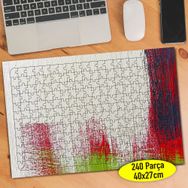 7267 Kırmızı Yeşil Siyah Boya Desenleri 240 Parça Puzzle Yapboz