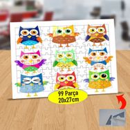 7387 Rengarenk Sevimli Baykuşlar 99 Parça Puzzle Yapboz Tablo