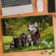 74968 Ormanda Husky ve Yavru Köpek 240 Parça Puzzle Yapboz