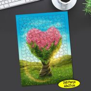 75815650 Pembe Çiçekli Kalp Ağaç Eller 240 Parça Puzzle Yapboz