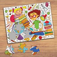 7668 Kitap Okuyan Arkadaşlar Çocuklara Özel Puzzle Yapboz Tablo