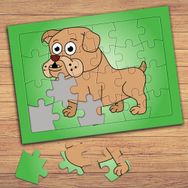 77659 Sevimli Hayvan Köpek Çocuklara Özel Puzzle Yapboz Tablo