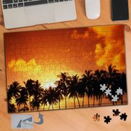 795 Turuncu Gökyüzü ve Palmiyeler 240 Parça Puzzle Yapboz Tablo