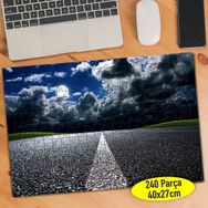 80 Bulutlu Gökyüzü ve Uzayan Şeritli Yol 240 Parça Puzzle Yapboz