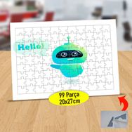 80328195 Hello Yazılı Sevimli Robot 99 Parça Puzzle Yapboz Tablo