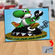 8085 Sevimli Mutlu Yeşil Dinazor 99 Parça Puzzle Yapboz Tablo