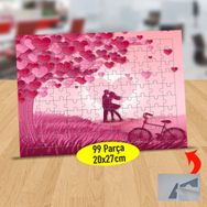 8284 Kalpli Ağaç Altında Sevgililer 99 Parça Puzzle Yapboz Tablo