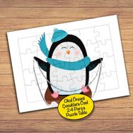 83 Sevgi Dolu Minik Penguen Çocuklara Özel Puzzle Yapboz Tablo