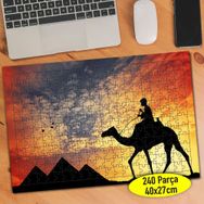 846 Mısır Piramiti ve Deve Üstünde İnsan 240 Parça Puzzle Yapboz