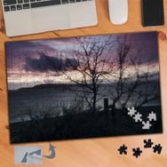 854 Bulutlu Gökyüzü Ve Ağaç Silüeti 240 Parça Puzzle Yapboz Tablo