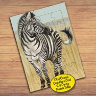 86933 Siyah Beyaz Çizgili Zebra Çocuklara Özel Puzzle Yapboz Tablo