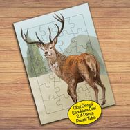 86934 Yabani Boynuzlu Dağ Geyiği Çocuklara Özel Puzzle Yapboz Tablo