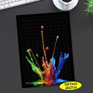 8740 Siyah Zeminde Renkli Boya Sıçraması 240 Parça Puzzle Yapboz