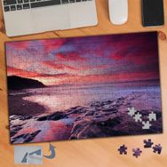 877 Kızıl Gökyüzü Deniz Manzarası 240 Parça Puzzle Yapboz Tablo