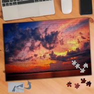 887 Bulutlu Kızıl Gökyüzü Ve Deniz 240 Parça Puzzle Yapboz Tablo