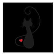 90 cm Kalpli Kedi Folyo Sticker