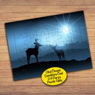 9236 Dağdaki Geyik Silüeti Çocuklara Özel Puzzle Yapboz Tablo