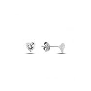 925 Ayar 6 mm Kalp Form Zirkon Taşlı Tektaş Küpe