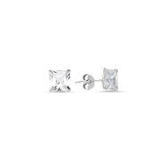 925 Ayar 6 mm Kare Form Zirkon Tektaş Küpe