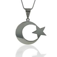 925 Ayar Gümüş Büyük Ay Yıldız 60 cm Uzun Zincir Kolye