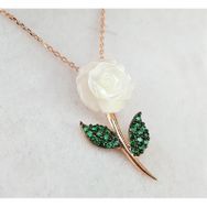 925 Ayar Rose Gümüş Sedef Gül Kadın Gümüş Kolye